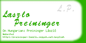 laszlo preininger business card